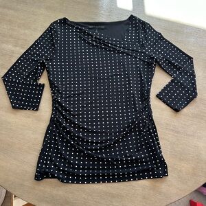 White House black market small Black and White Polka Dot Blouse